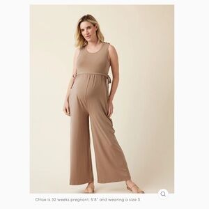 NWT Ingrid & Isabel The Limitless Maternity Knit Jumpsuit - Latte - XS